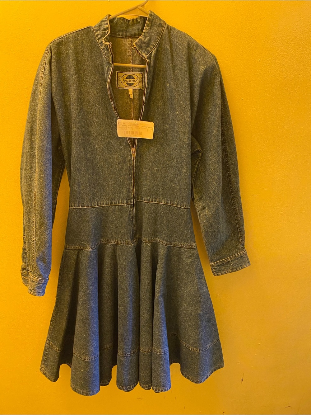 Byblos Dark Blue Denim Zip-Front Dress